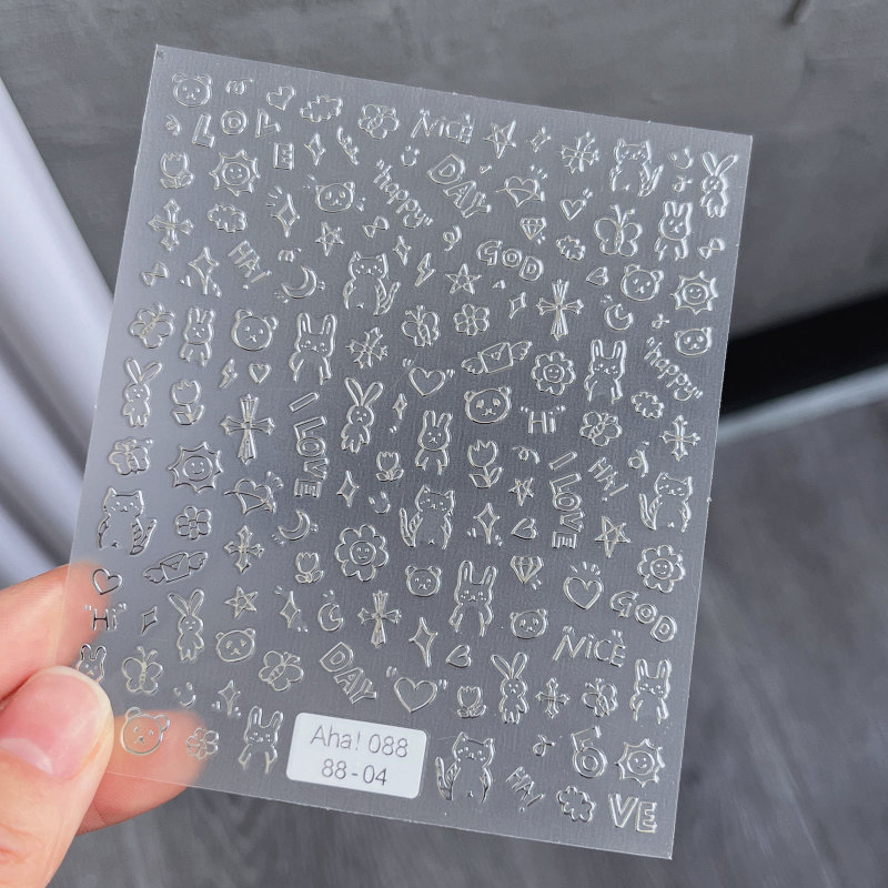 ネット赤爆金かわいいネイルシール落書き小動物花蝶模様薄靭立体ネイルシール卸売り|undefined