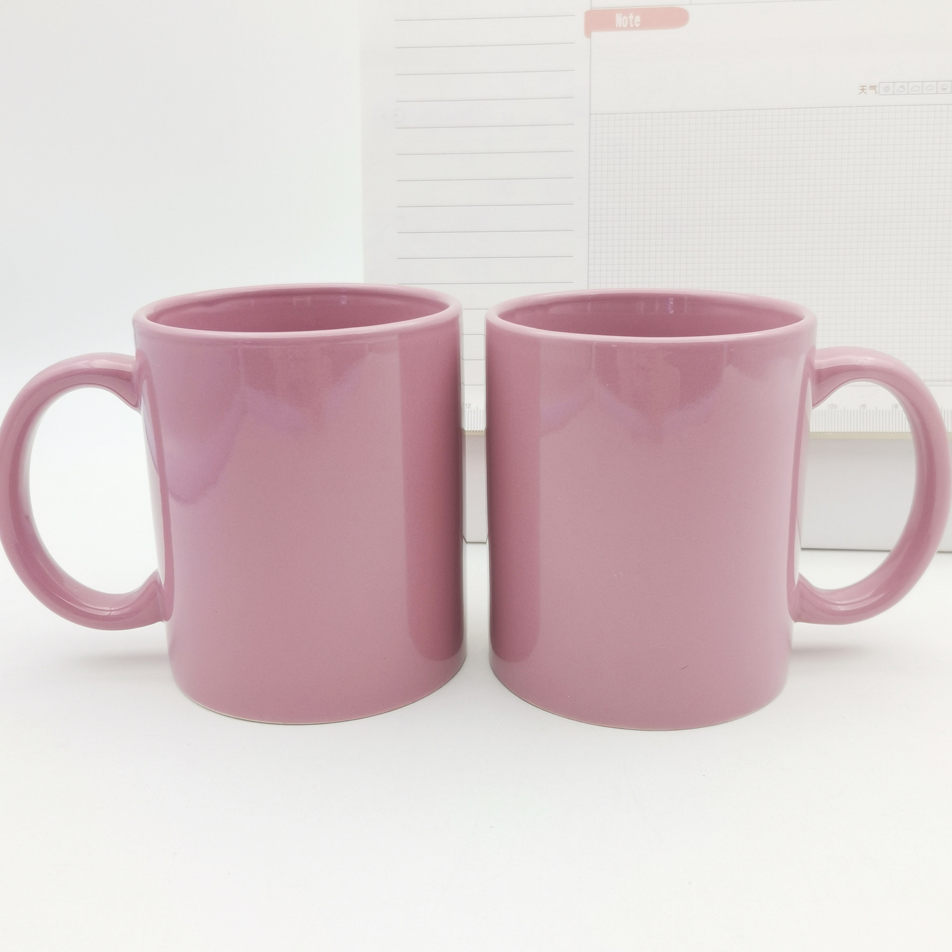 粉色陶瓷杯活动可爱广告水杯简约图案马克杯礼品外贸企业logo杯子