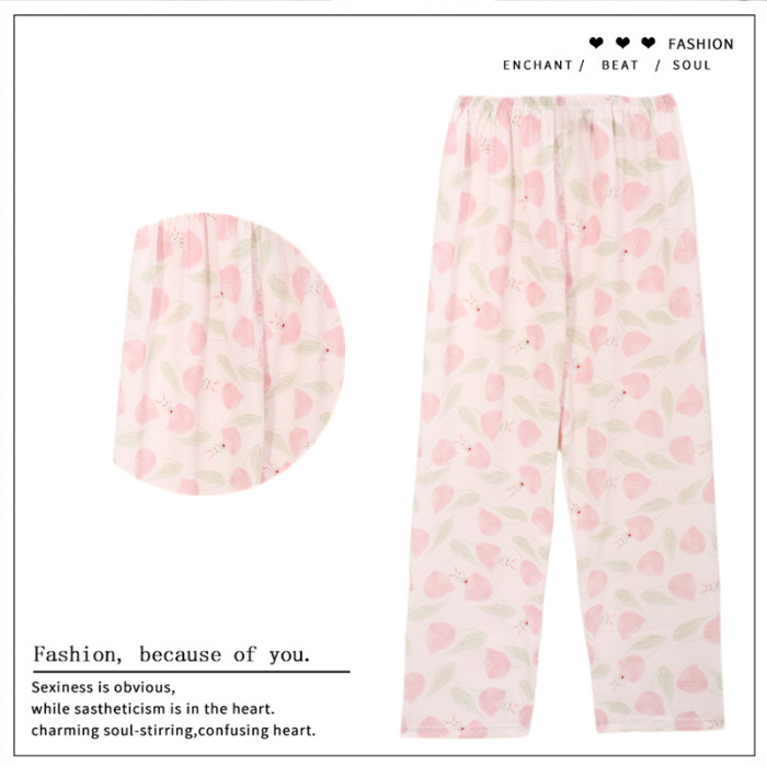 Pantalones de dibujos animados lindos pantalones de pijama elásticos de cintura estudiantil en casa pantalones largos de primavera y otoño de verano para mujeres pantalones casuales