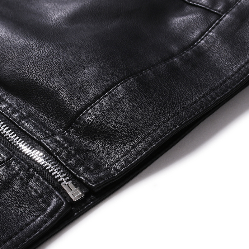 Chaqueta de locomotiva transfronteriza, chaqueta de cuero guapo, chaqueta de cuero simple, chaqueta de cuero sólido para hombres.