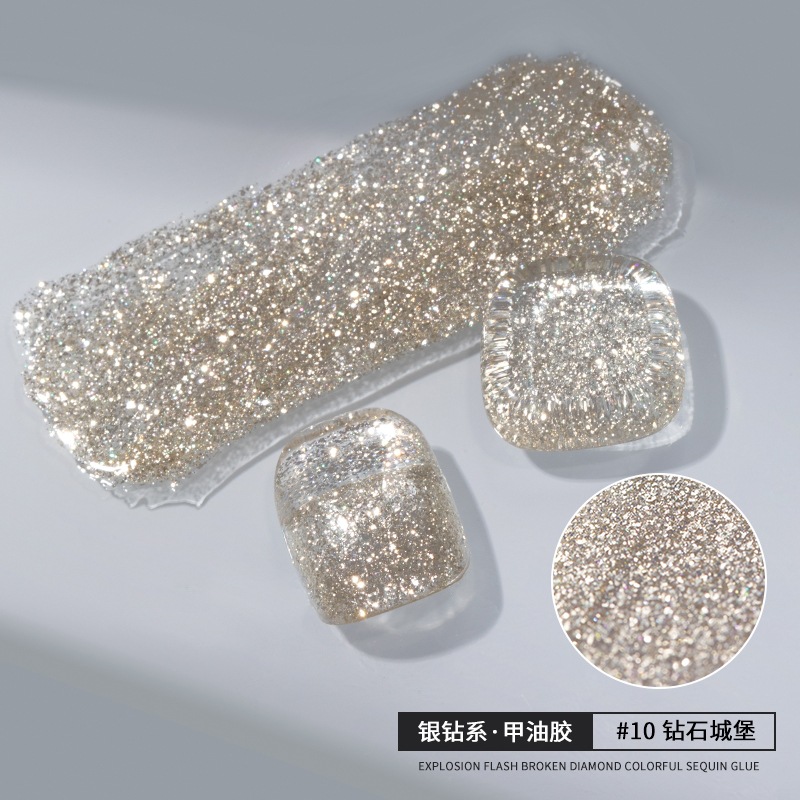 Isa flash nail gel gel gel de sequilla nail art especial taladro de brillo fino taladro de plata platino taladro de plata