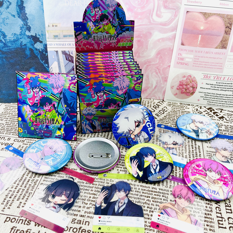 時光代理人盲抽吧唧透卡組合專屬典卡動漫周邊盲盒禮物馬口鐵穀子