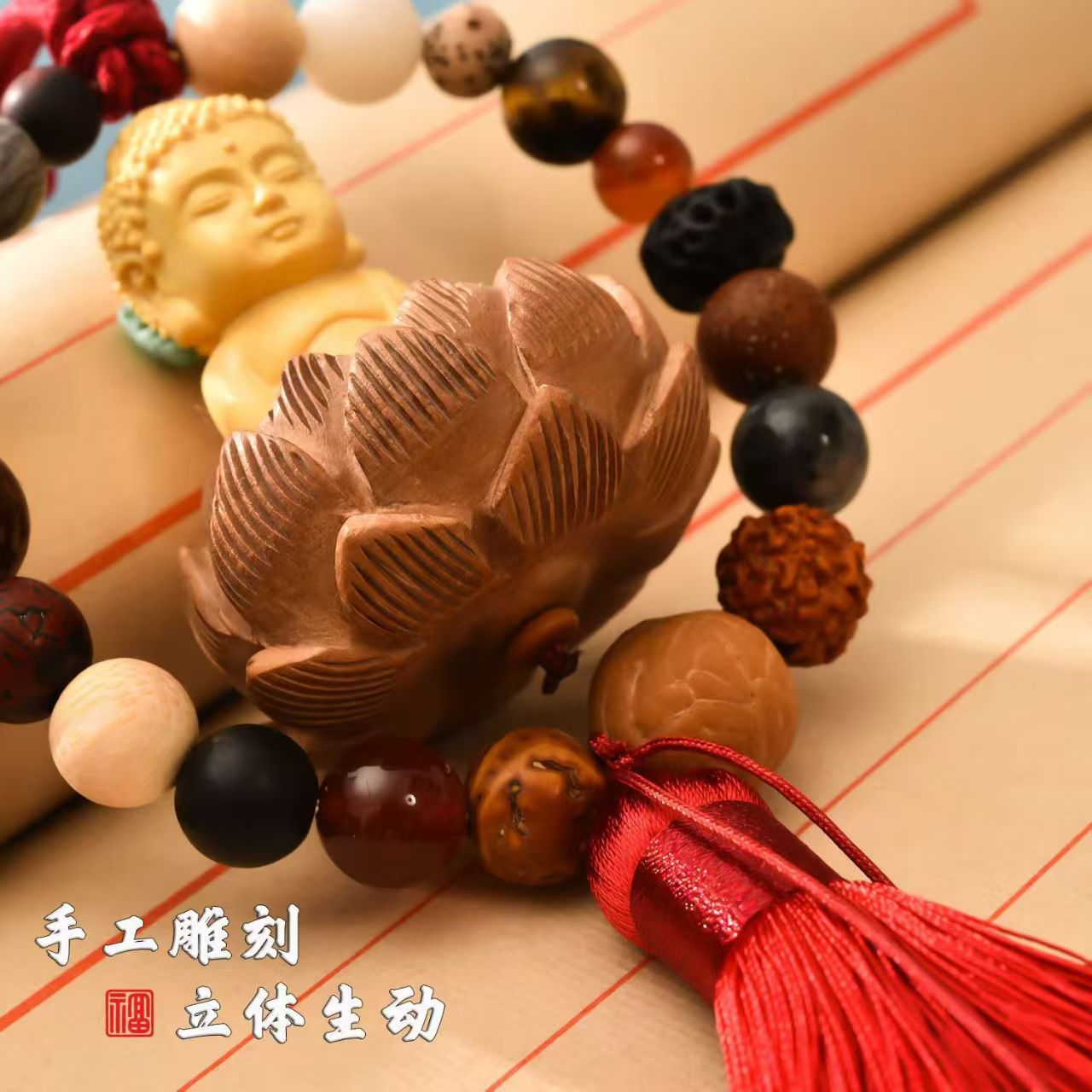 High-end car pendant, eighteen-bead car pendant, safe journey pendant, multi-bead Bodhi pendant, souvenir, car interior decoration