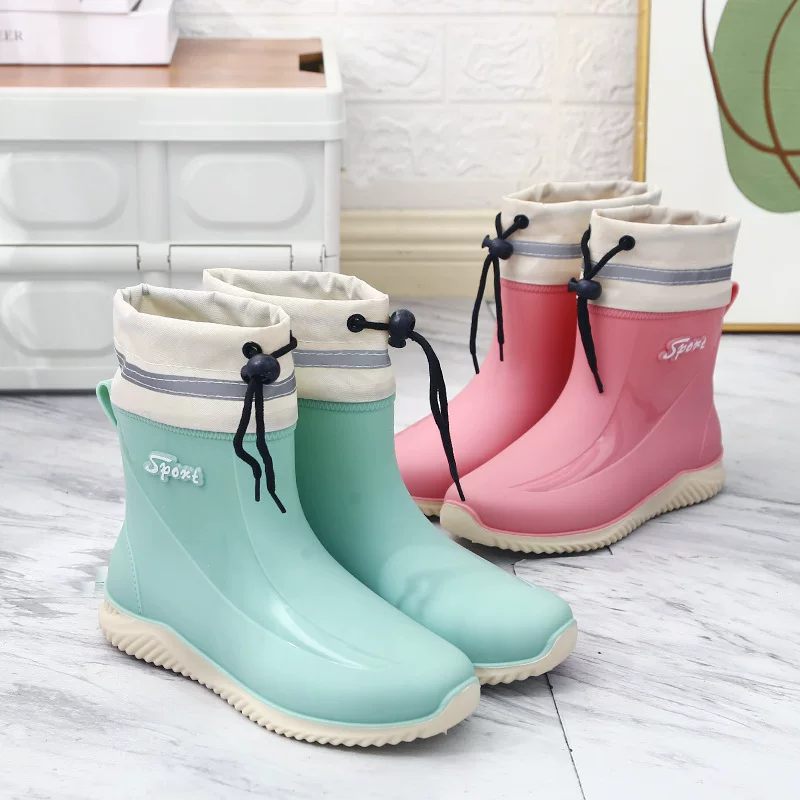 Ботинки дождевые женские Four-Season от Other Brand с водонепроницаемостью, противоскользящие, износостойкие для строительных площадок и рынков