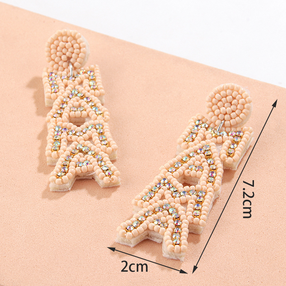 1 Pair Simple Style Letter Beaded Drop Earrings display picture 9