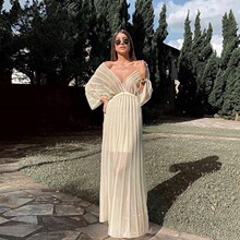 G 40233 V-Neck Sleeves Dress ��ɫ����ȹ ŷ���羳����