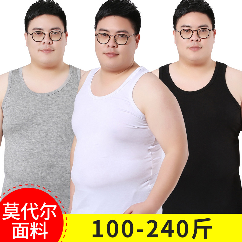 男士莫代尔宽松背心大号运动健身胖子内衣吊带加肥加大码肥佬夏季