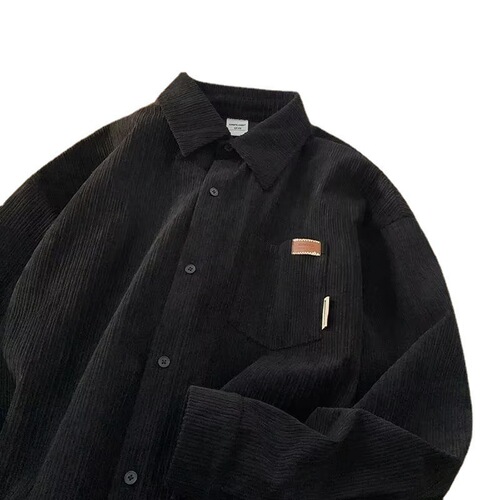 Men's Corduroy Shirt Spring and Autumn Japanese Retro Corduroy Jacket Advanced Design Sense Minority Vintage Top
