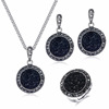 Jewelry, set, black ring, necklace and earrings, wish, diamond encrusted, 3 piece set, Aliexpress