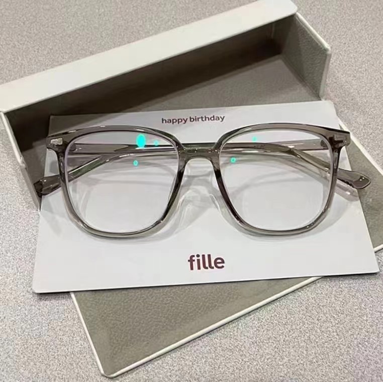 Anti-Blue Light Glasses for Big Faces, Plain Face, Slimming Look, Student Flat Glasses, Square Myopia, Internet Celebrity, Same Style, Versatile 2025 New Style