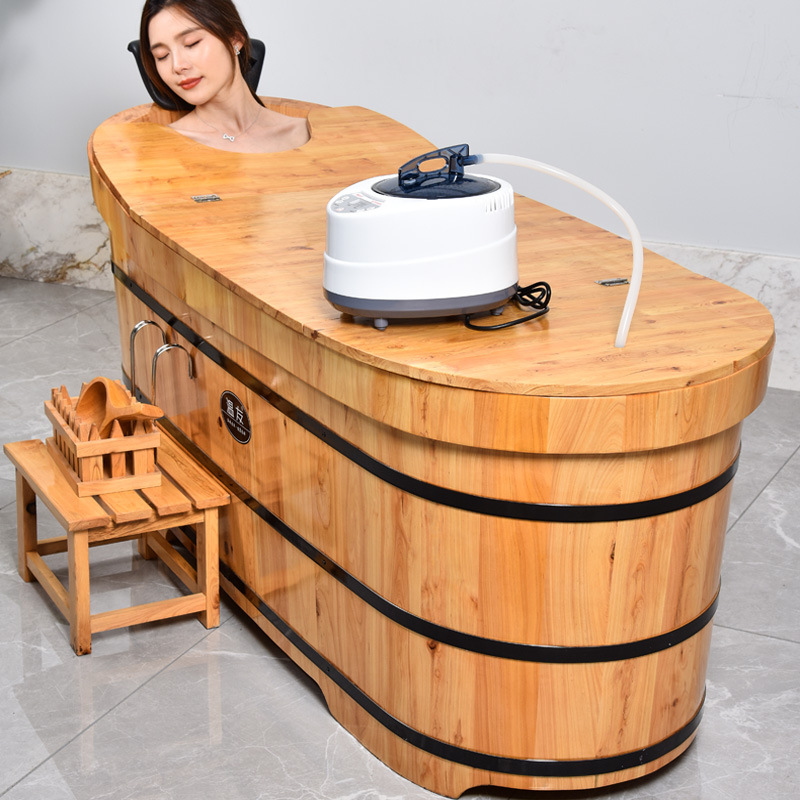 Cedar wood bath barrel adult full body bath barrel household bath barrel sweat steaming barrel thickened solid wood bath tub