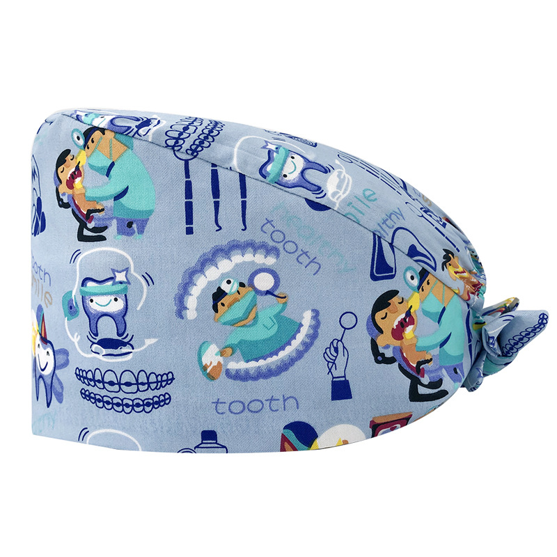 Sombrero de flores de algodón con estampado de dibujos animados, toalla absorbente para el sudor, sombrero de estudio médico, sombrero de enfermera UCI, envío directo de AliExpress