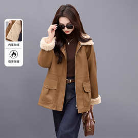 加绒加厚皮衣外套女冬2026新款复古洋气保暖羊羔毛领PU皮棉服夹克