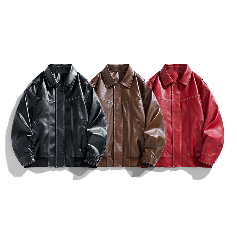 2024 otoño nuevo estilo americano vintage chaqueta de cuero chaqueta de pareja para hombres Meirard chaqueta casual chaqueta chaqueta superior