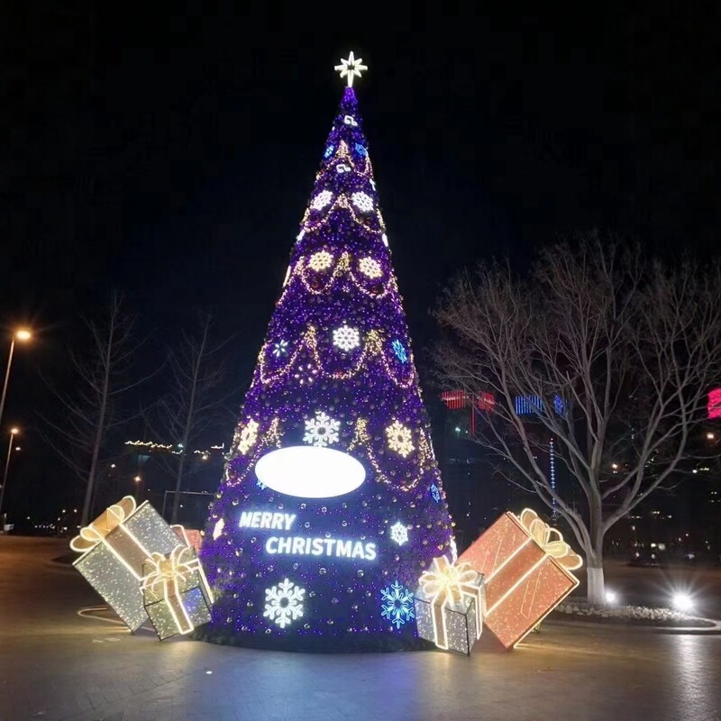 Large Illuminated Christmas Decorations for the Square, Illuminated Lettering, Square Christmas Tree Led Light Frame, Floor-Standing Frame Christmas Tree