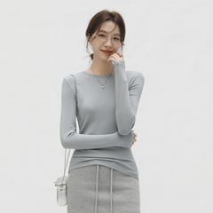 珍珠山羊绒打底衫女长袖自发热修身内搭通勤外穿圆领打底针织衫