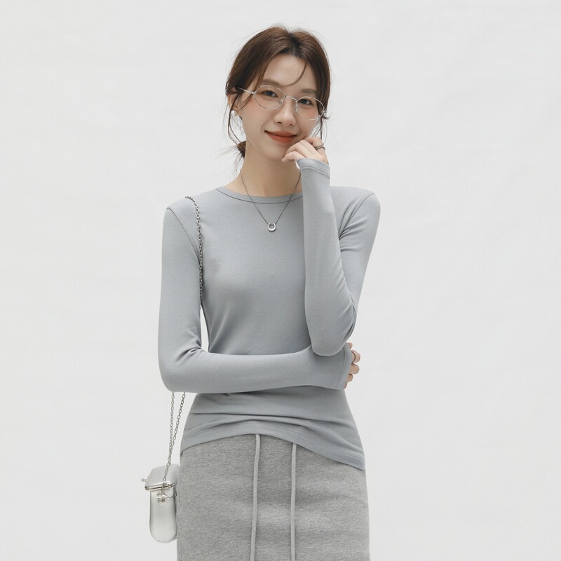珍珠山羊绒打底衫女长袖自发热修身内搭通勤外穿圆领打底针织衫|undefined