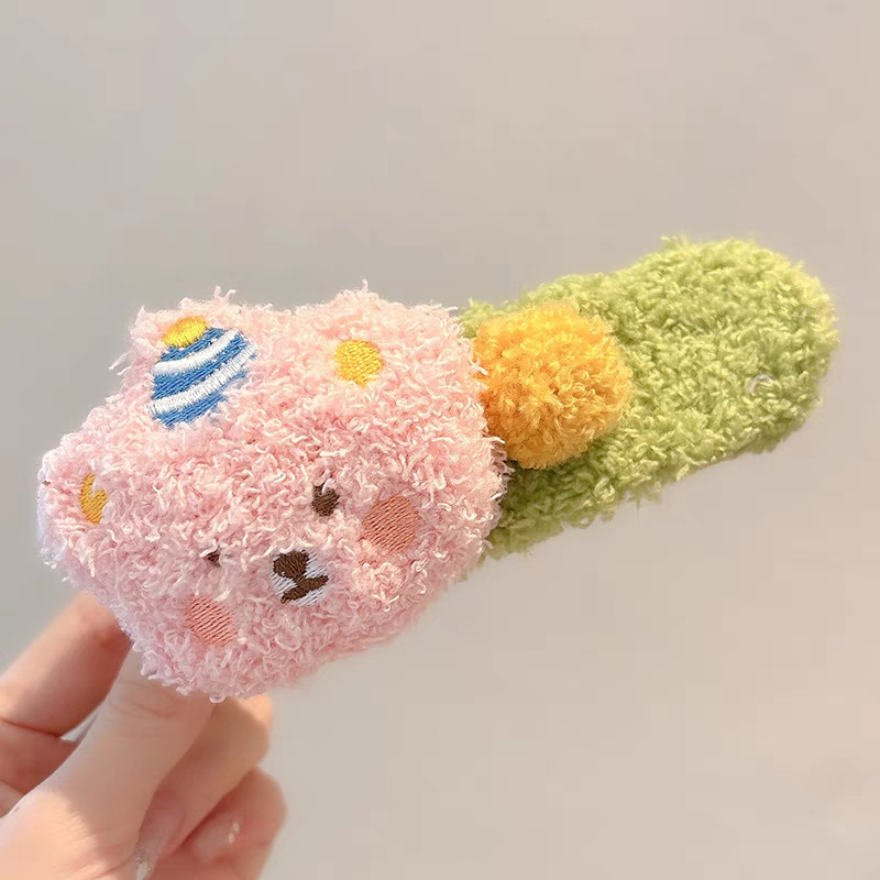 毛绒布丁小熊可爱鸭嘴夹大号发夹头饰刘海后脑勺少女日系秋天超萌|undefined