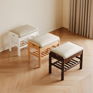 Nordic Soft Bag Shoe Changing Stool Solid Wood Household Multi-functional Storage Modern Simple Integrated Shoe Wearing Cabinet