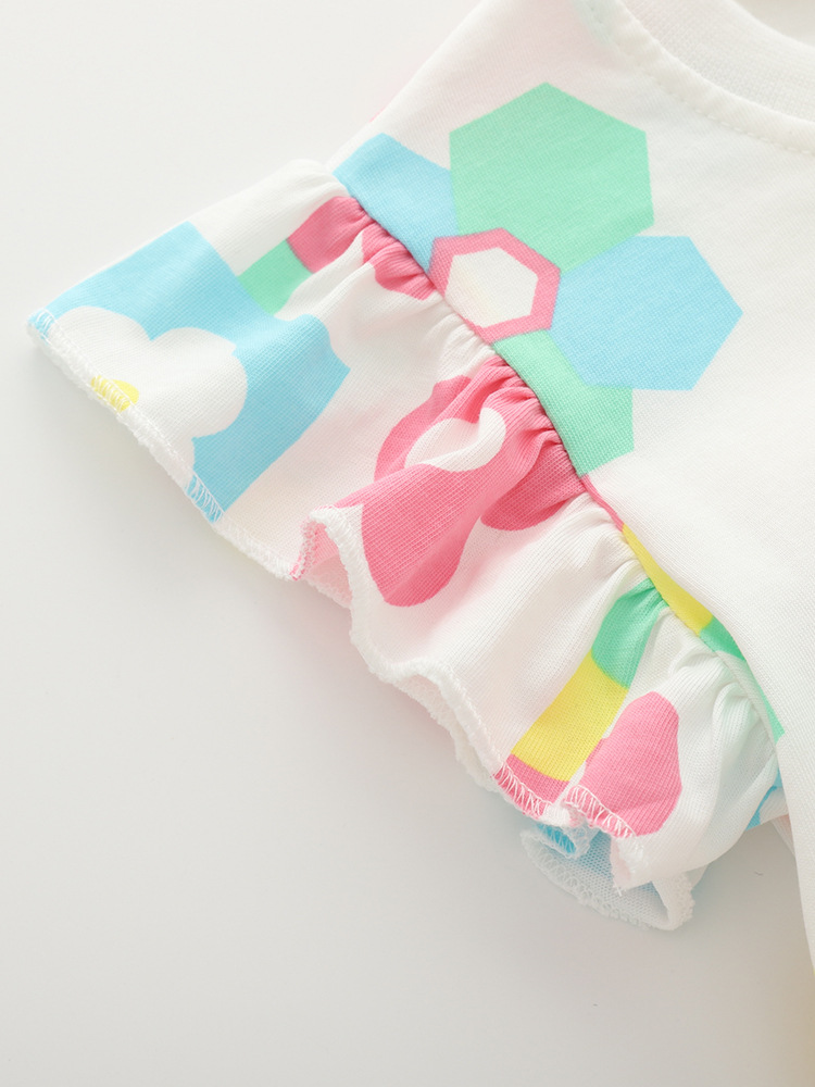 Trajes de niñas malwee transfronterizos de verano nuevos niños europeos y estadounidenses de cuello redondo de manga corta lindos juegos de dos piezas
