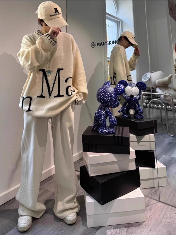 【官网正品】matinkim针织毛衣v领字母提花毛衣上衣情侣款秋冬款|undefined