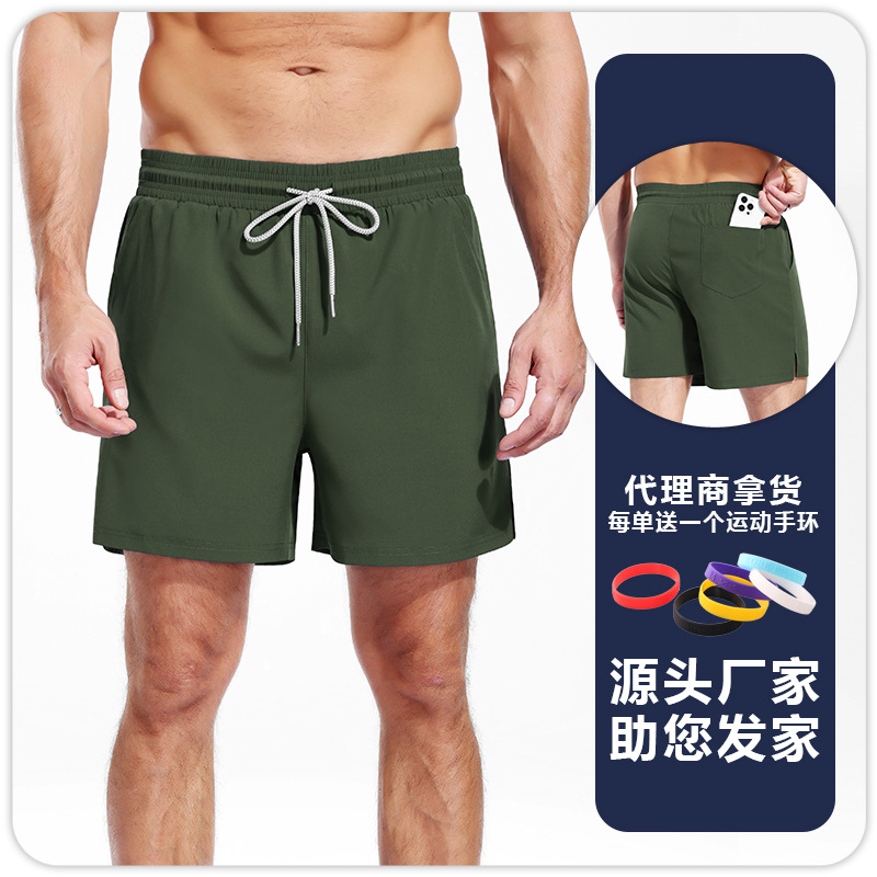 Pantalones Cortos Deportivos Dos en Uno para Hombre Poliéster Absorbe la Humedad para Fitness