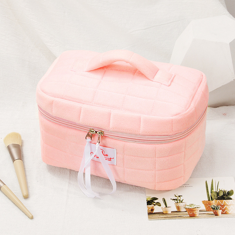 Exclusive Quilted Storage Cosmetic Bag Large Capacity High Value Solid Color Travel Fabric Quilted_voghion.com