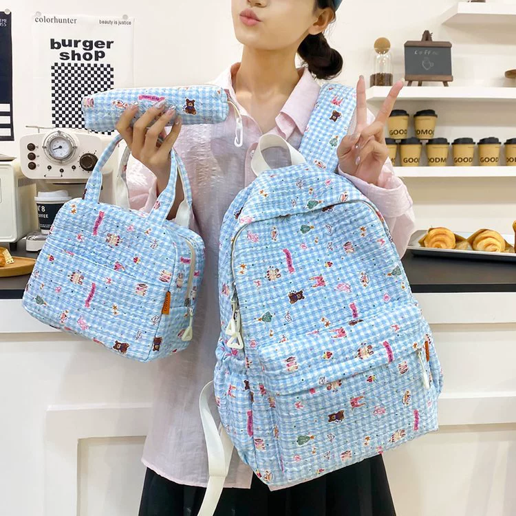 Capacious backpack, school bag, shoulder bag, set, for secondary school, 3 piece set