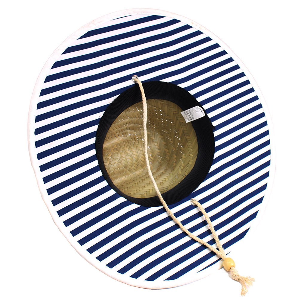 Sombrero de paja para hombre estilo playa, diseño salvavidas, moda verano 2024