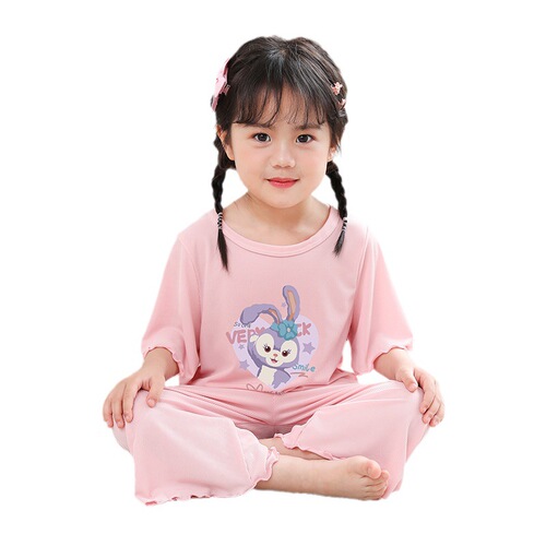 2024 StarDolphin Modal Women's Summer Thin Ice Silk Princess Short Sleeve Children's Home Suit Set