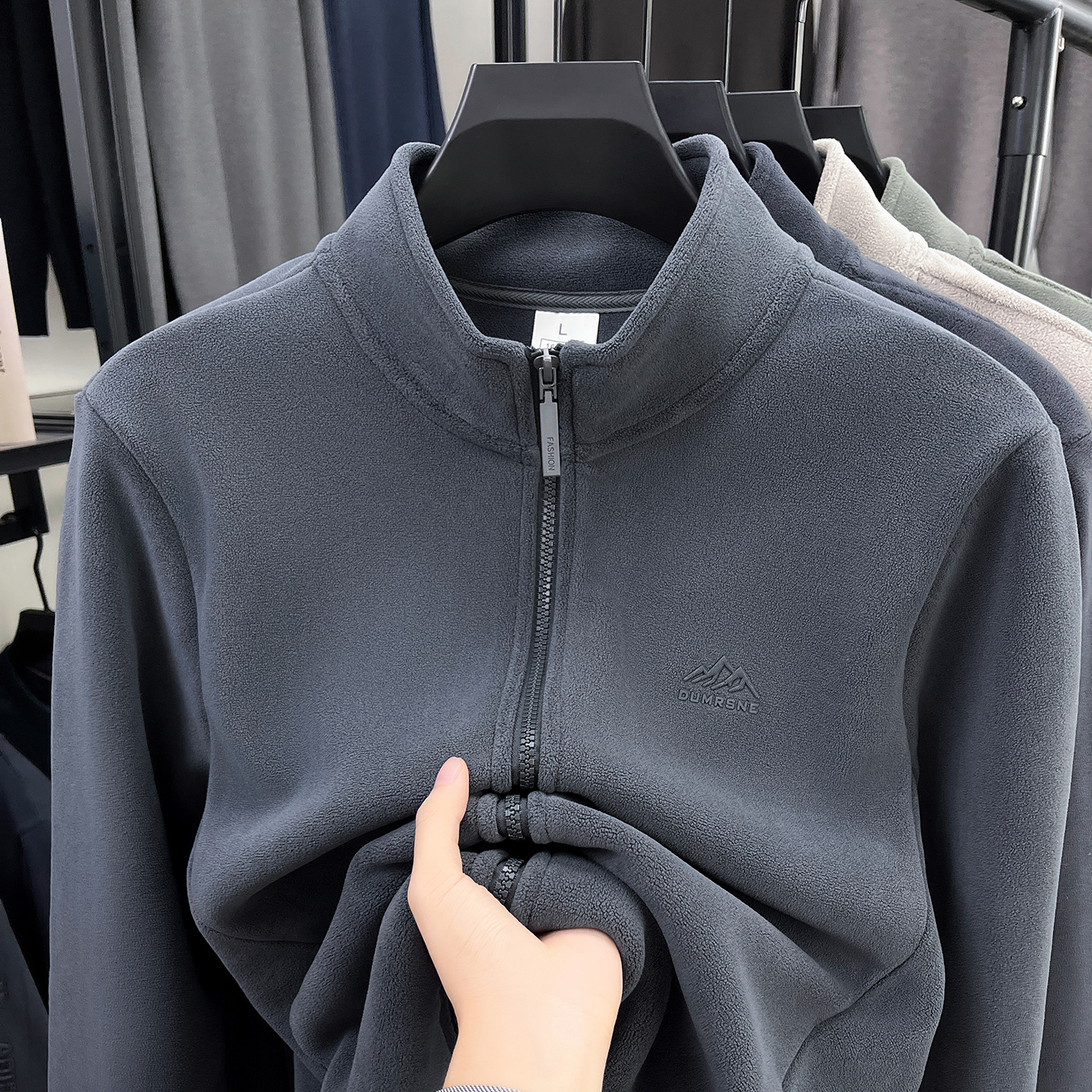 Aoli Samt-Sweatshirt-Cardigan, Herbst, Freizeit, dick gefüttert, warm, doppelseitig, Polar-Fleece, einfarbig, Herrenbekleidung_voghion.com