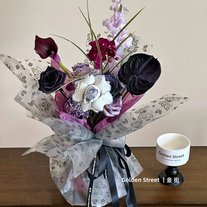 Li Zhiran Butterfly Love Papel de embalaje de flores mate impermeable Papel de lija Nuo Papel de plumas Papel de flores de mariposa