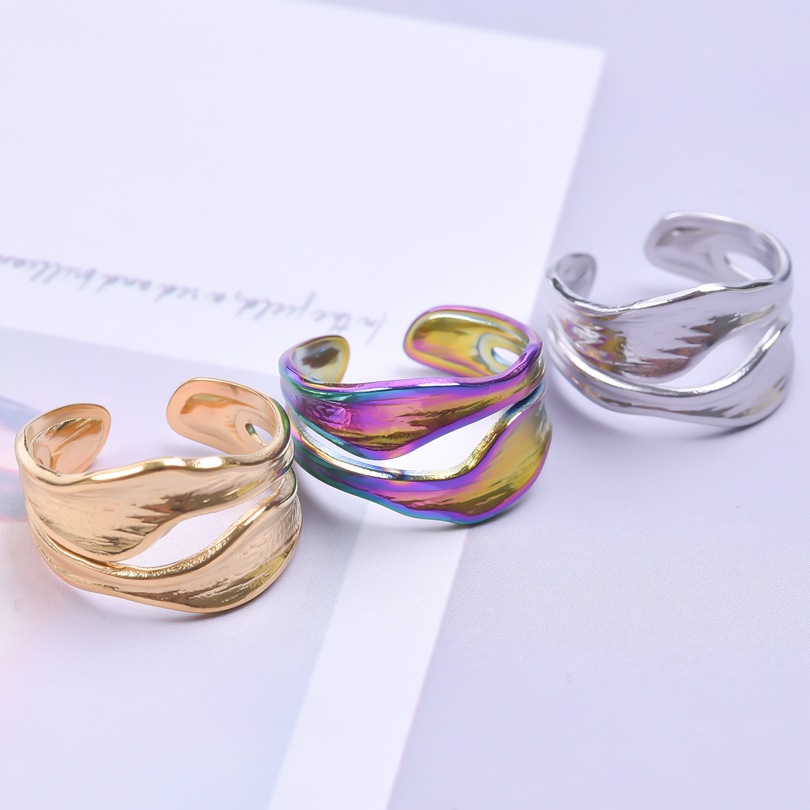 6g Weight PVD Coated Gold Plating Process Real Gold Plated Plating Material Open Ring Classification 18K Gold Plating Color PVD Coated Real Gold Plated 18K Gold Geometric 304 Stainless Steel Simple Style Waterproof Non Tarnish Open Ring
