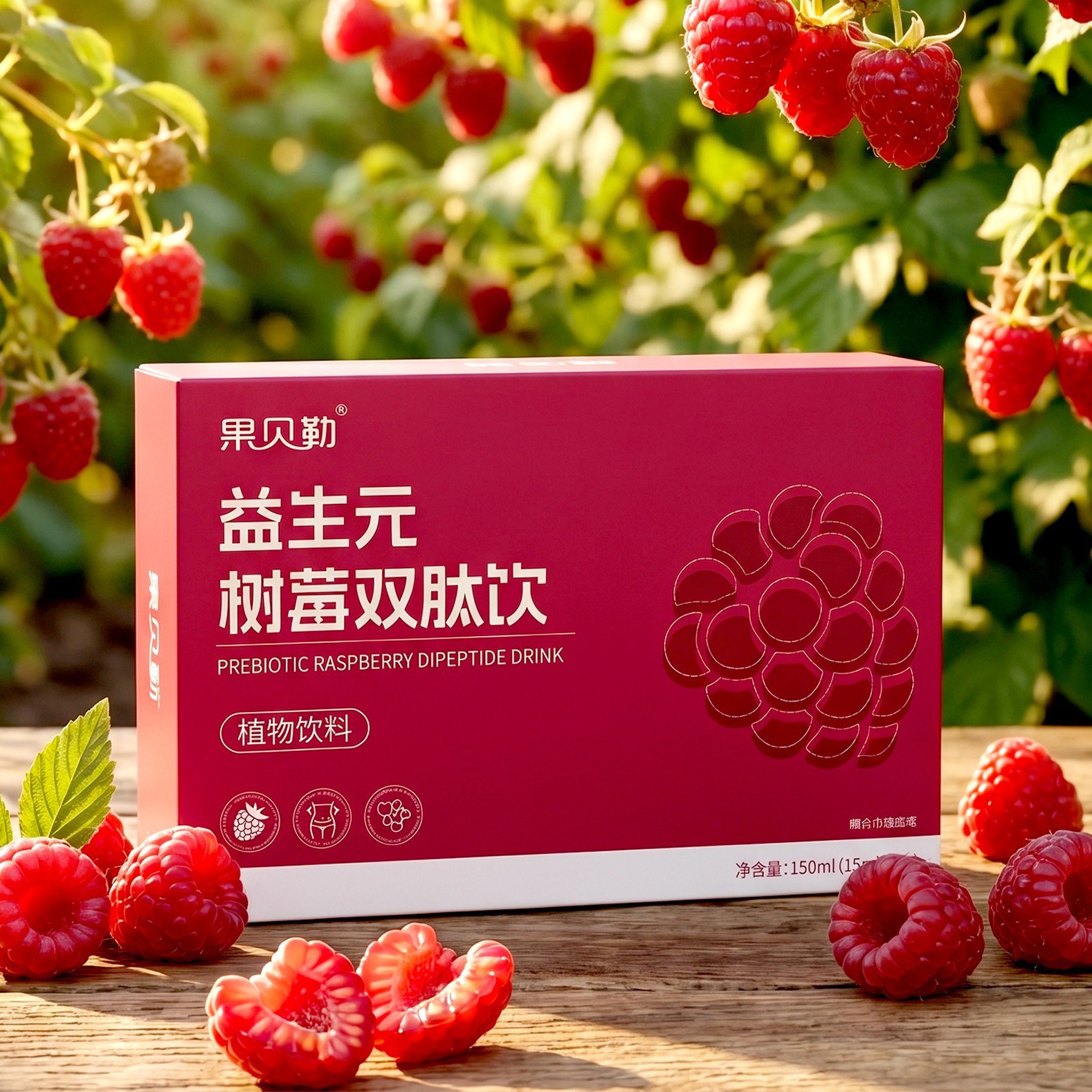 Prebiotic Raspberry Dual Peptide Drink 150ml Concentrated Plant Beverage 10 Sachets details