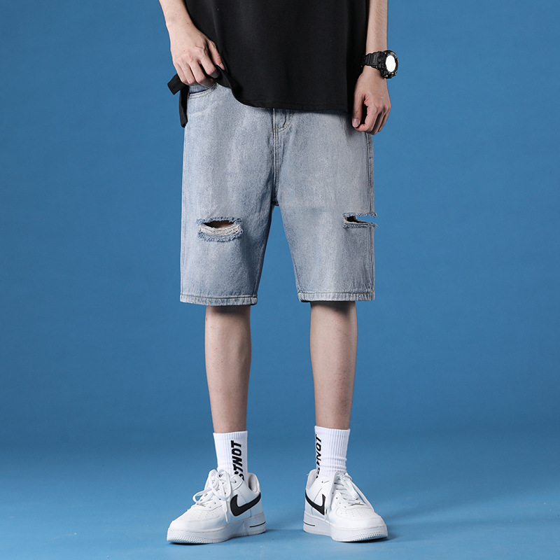 men's wear Jeans wholesale 2022 new pattern trousers summer Pants Chaopai Straight pants Easy Five point pants