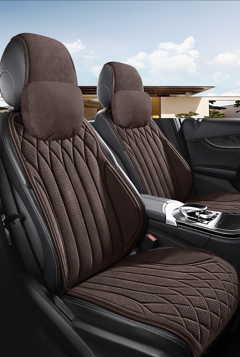 New Cross-Border Suede Semi-Enclosed Slim Waist Car Seat Cushion Wholesale Single Seat Double Seat Universal for All Seasons Multi-Piece Set