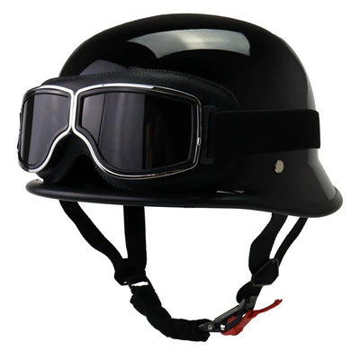 New National Standard 3C Retro Motosiklet kaskı (dəbilqə) - bright-black-leather-mirror-delivery-mask-m