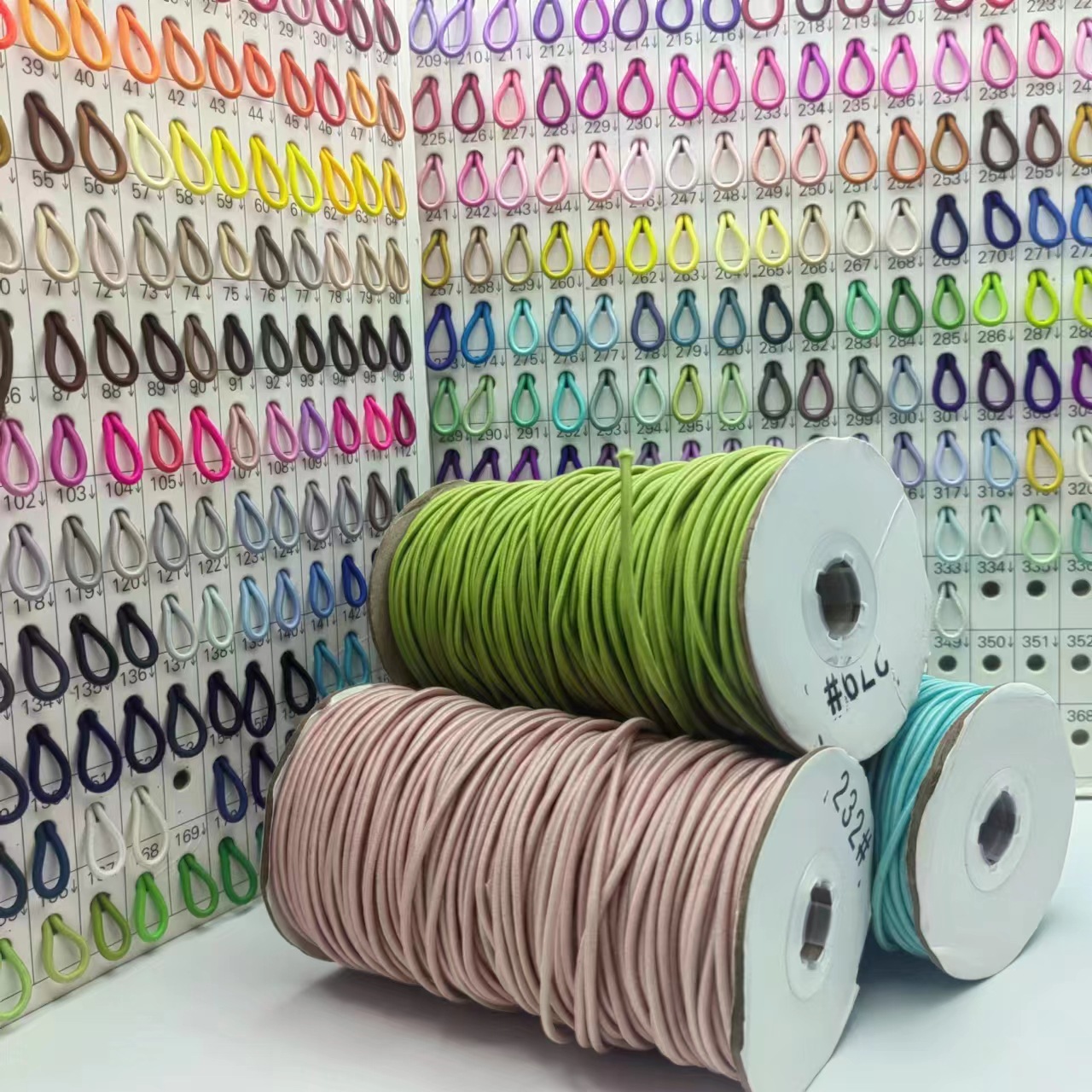 2.0mm-3.0mm黑白彩色乳胶弹力绳花式跳点反光丝调节束口高弹橡筋