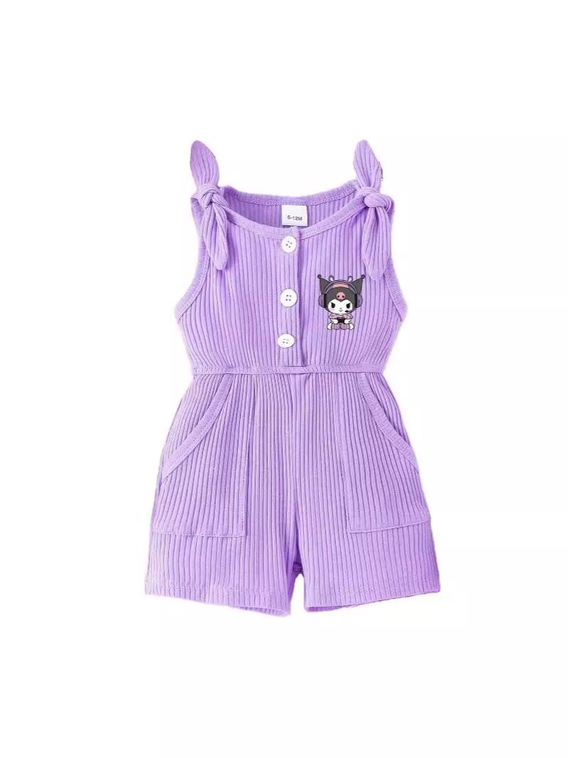Fabricante de Ropa Infantil para Comercio Exterior 2025, Mono de Tirantes con Lazo para Niñas, Color Sólido, Informal