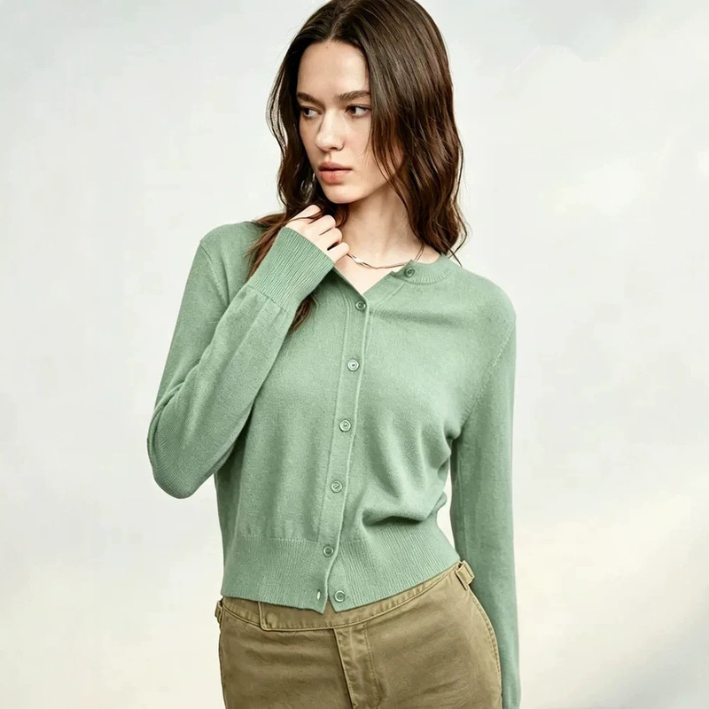 Cross-Border European and American Style Knitted Cardigan, Versatile and Elegant Thin Women's Top, Casual Round Neck Design, Women's Sweater Jacket Cross-Border European and American Style Knitted Cardigan, Versatile and Elegant Thin Women's Top, Casual Round Neck Design, Women's Sweater Jacket