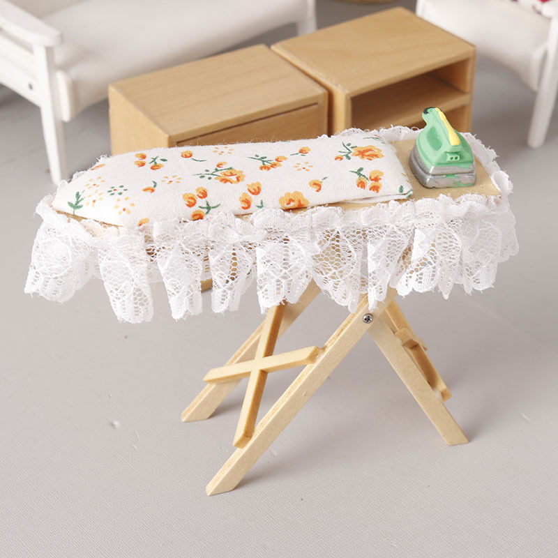 Miniature ironing rack, miniature iron, 1:12 scale, ob11 dollhouse, DIY pocket toys, food toys, pretend play