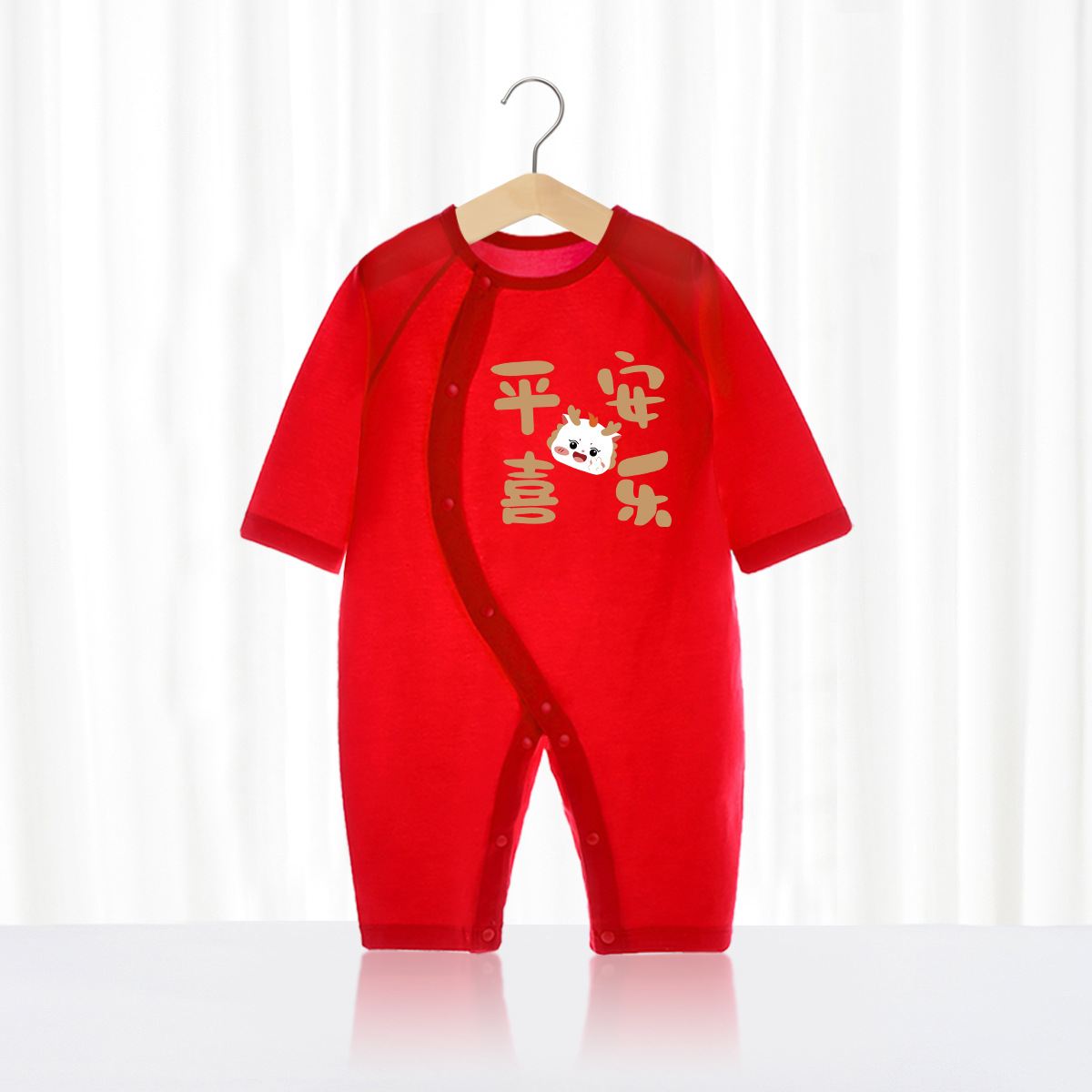 Red Baby Clothes Pure Cotton Summer Thin Air-conditioning Clothing Baby Newborn Full Moon jumpsuit Chinese Style Summer Clothes