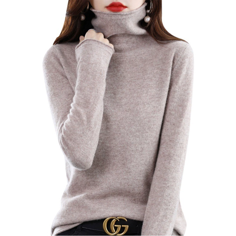 Свитер с подогревом шерстяной свитер женский 100 чистой шерсти Осень-зима с высоким воротником с тонким вязаным кашемировым свитером 1