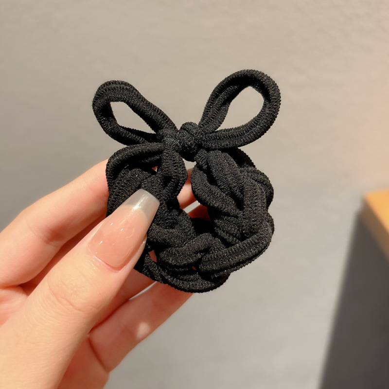 Cuerda para el cabello retro Maillard, temperamento femenino, cuerda para el cabeza duradera, banda de goma para el cabello de alta gama, tocado de lazo para el cabello de cola de caballo alta