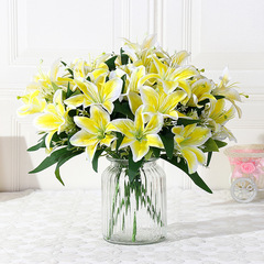 7-head simulated lily silk flower bouquet living room table decoration floral fake flower vase flower arrangement interior decoration flower