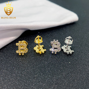 INS New Hot S925 Silver Set Moissanite Classic Bitcoin Earrings Earrings Wholesale Supply Simple Earrings