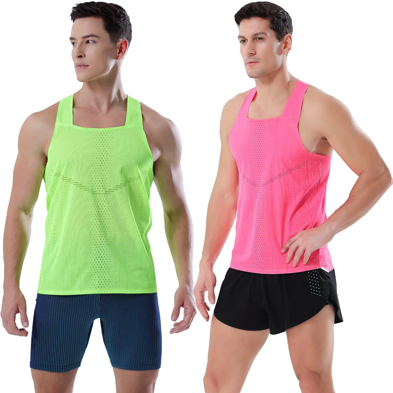 Sports Running Vest Men's Summer Quick-Drying Top Marathon Race Fitness Sports Student Track and Field Training Clothing
