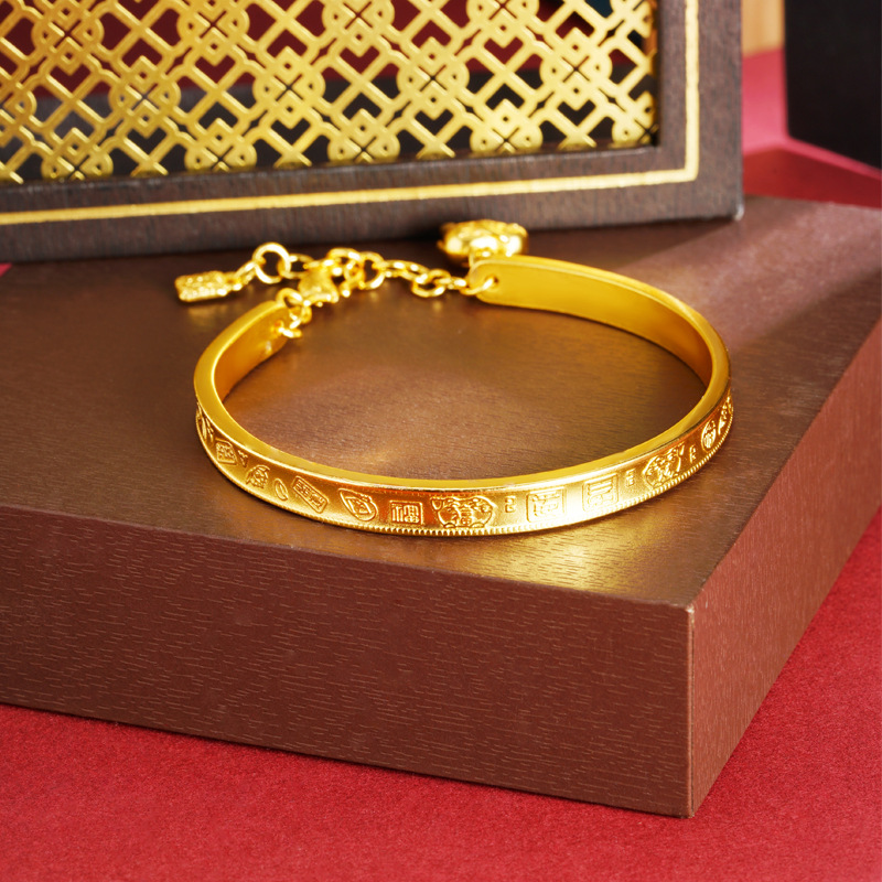 Nuevo estilo chino, brazalete de oro antiguo vietnamita, guochao jiyan manfu, elefante pequeño, brazalete de frillera, joyas de la corte