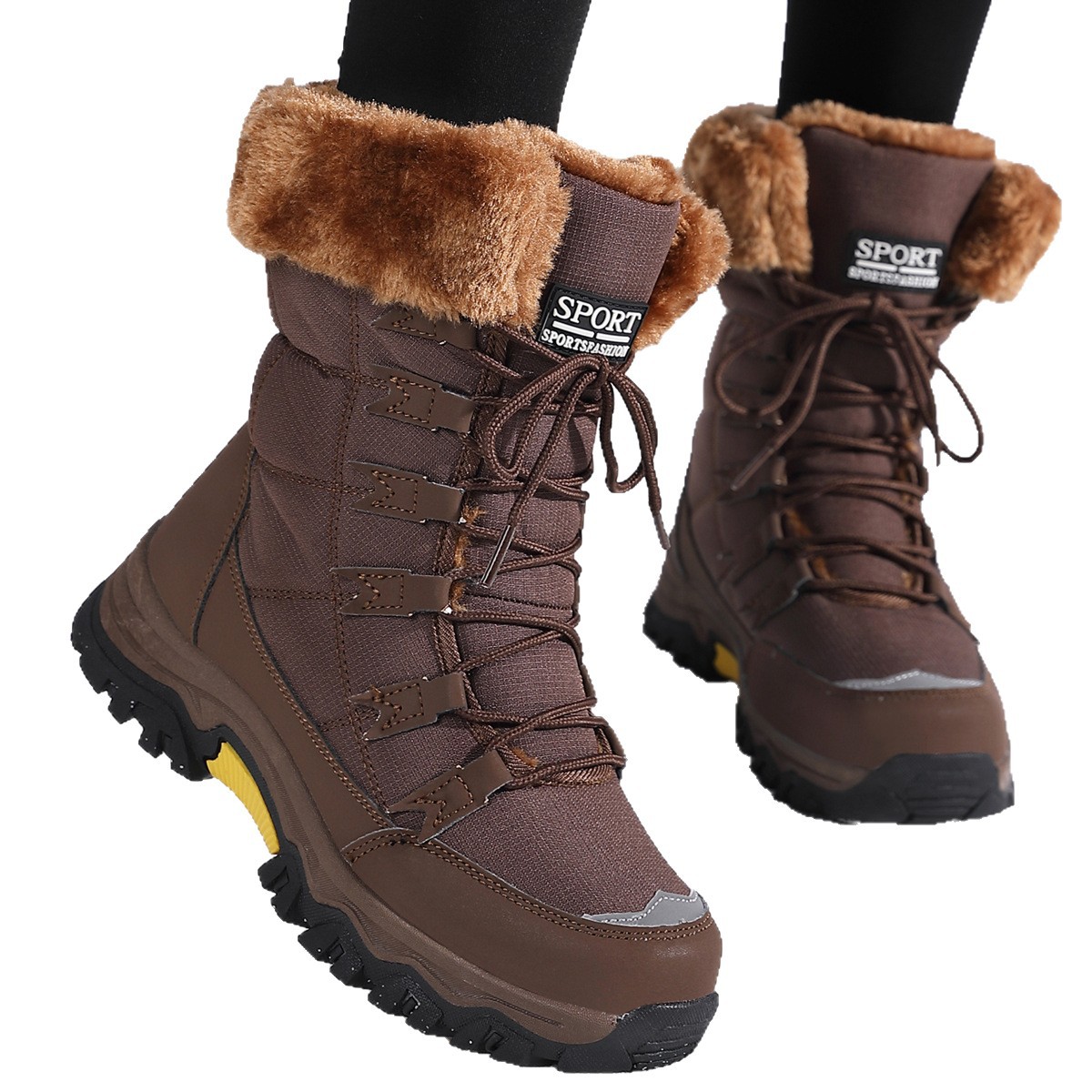 Botas de Nieve de Caña Media para Mujer, PU, Caucho, Térmico, para Nieve