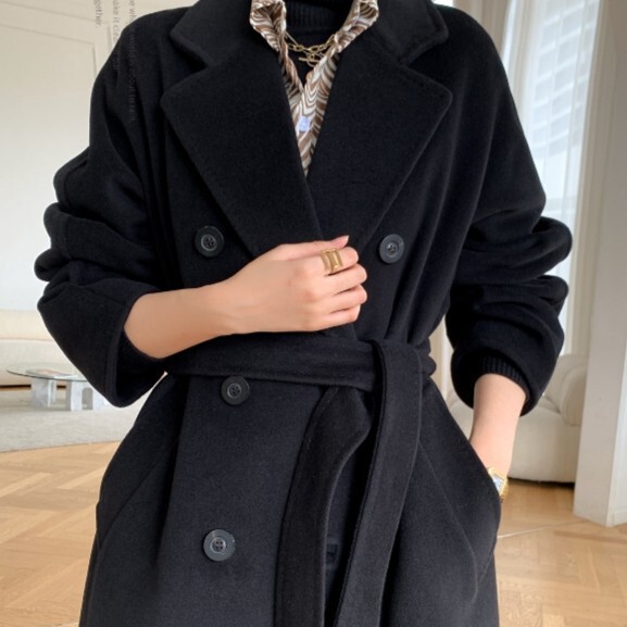 Classic 101801 Unlined Double-Sided Hand-Sewn Wool Coat Double-Breasted Loose